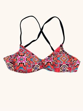 Xhilaration Multicolor Geo Print Bikini Top - Red, Pink, Turquoise, Black